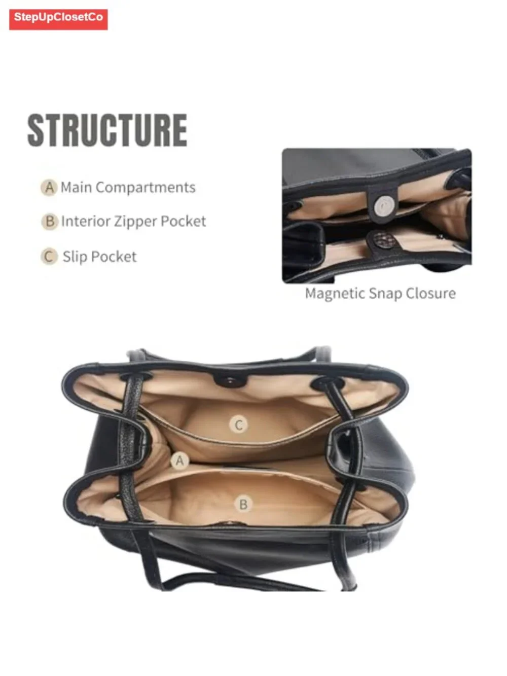 Genuine Leather Tote Bag for Women Work Bag with Adjustable Strap